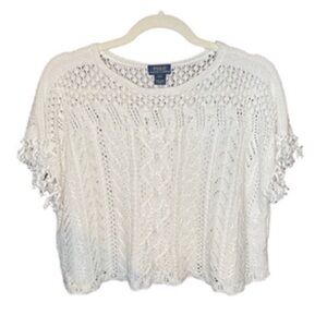 White Knit Short Sleeve Top